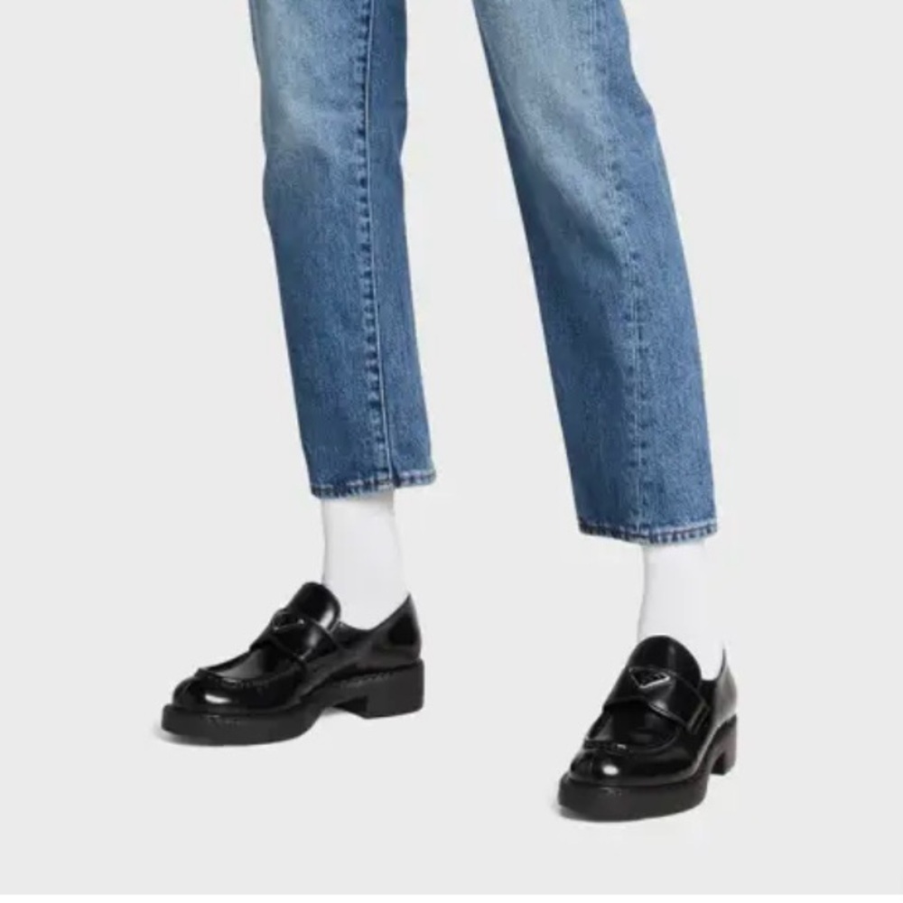 Prada Black Leather Platform Loafers - Picture 3 of 8